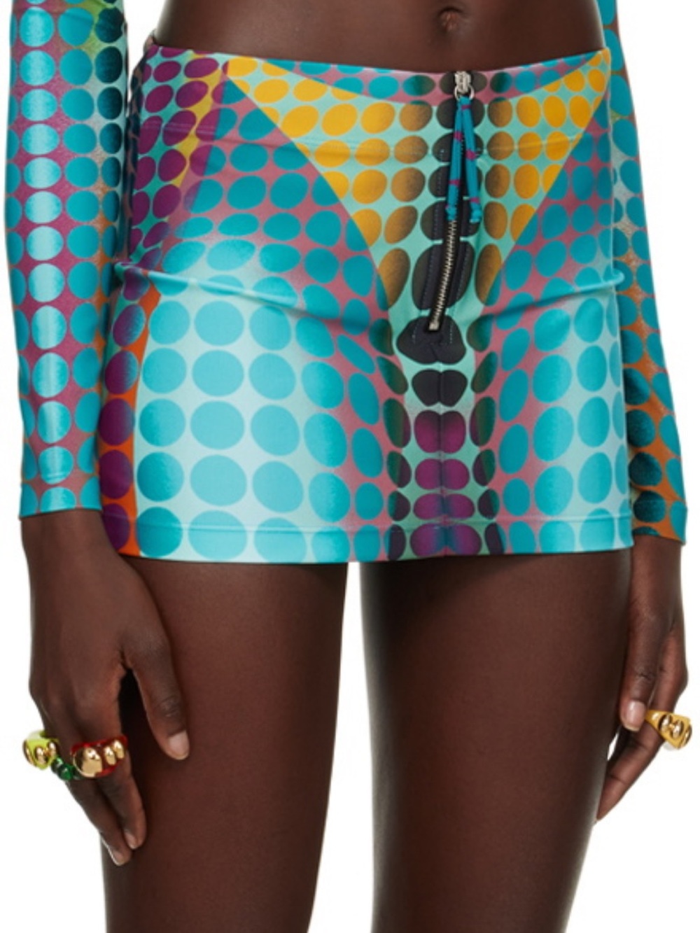 Jean Paul Gaultier Blue Dots Dot Print Two-Piece Long sleeve & Miniskirt Set